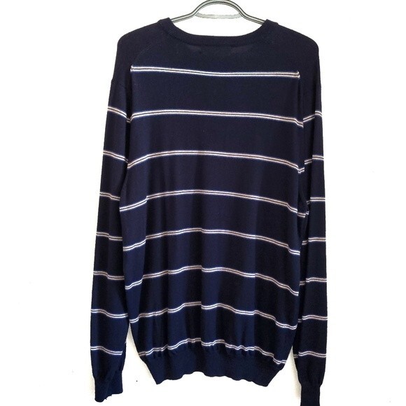 Vintage Brooks Brothers Italian Merino Wool Crew Neck Pullover Stripe Sweater Lg - Picture 3 of 7